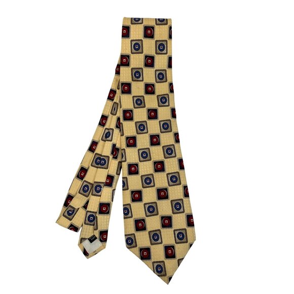 Monsieur Givenchi 90s Vintage Silk Yellow Tie 4" x 59"EUC Lined 6814 USA Check